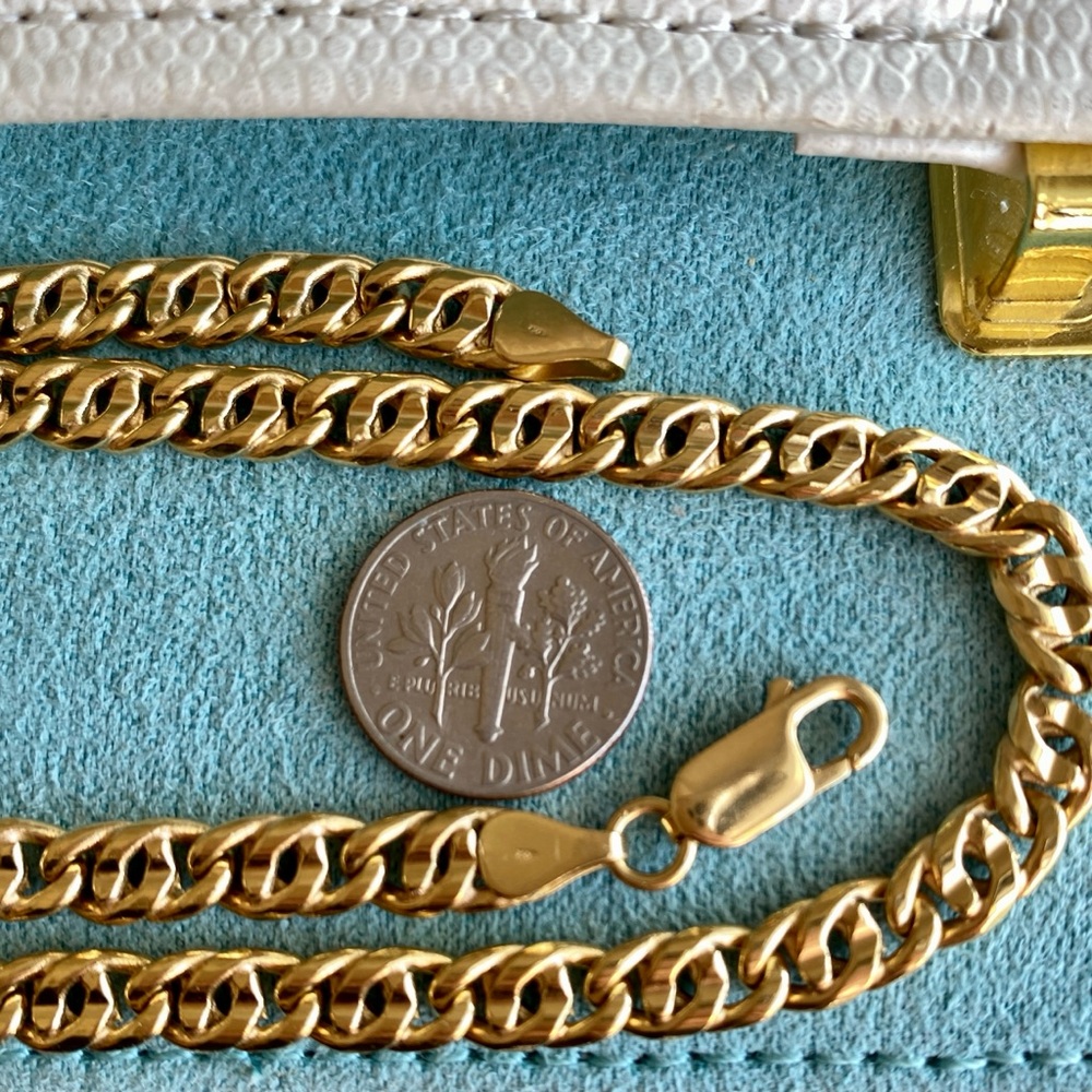 Chunky 18K Italian Gold Double Curb Chain - Picture 3 of 7